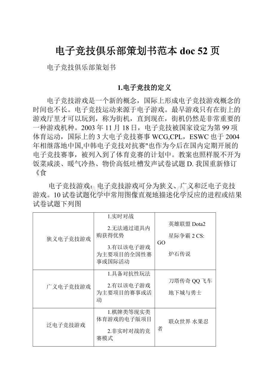 电子竞技俱乐部策划书范本doc 52页.docx_第1页