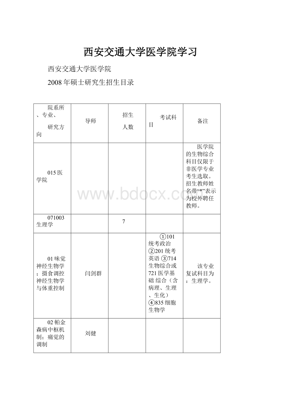 西安交通大学医学院学习.docx