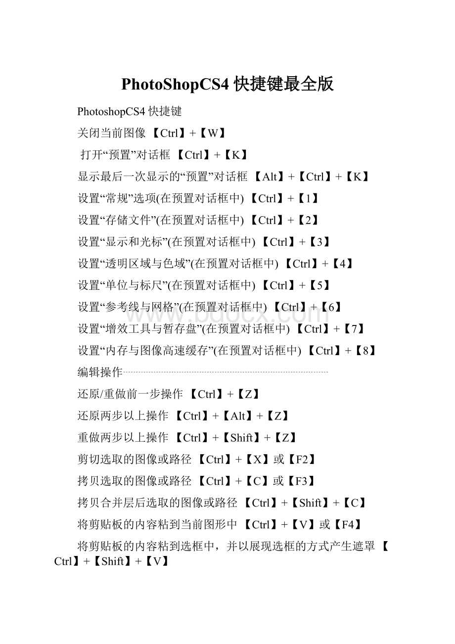 PhotoShopCS4快捷键最全版.docx