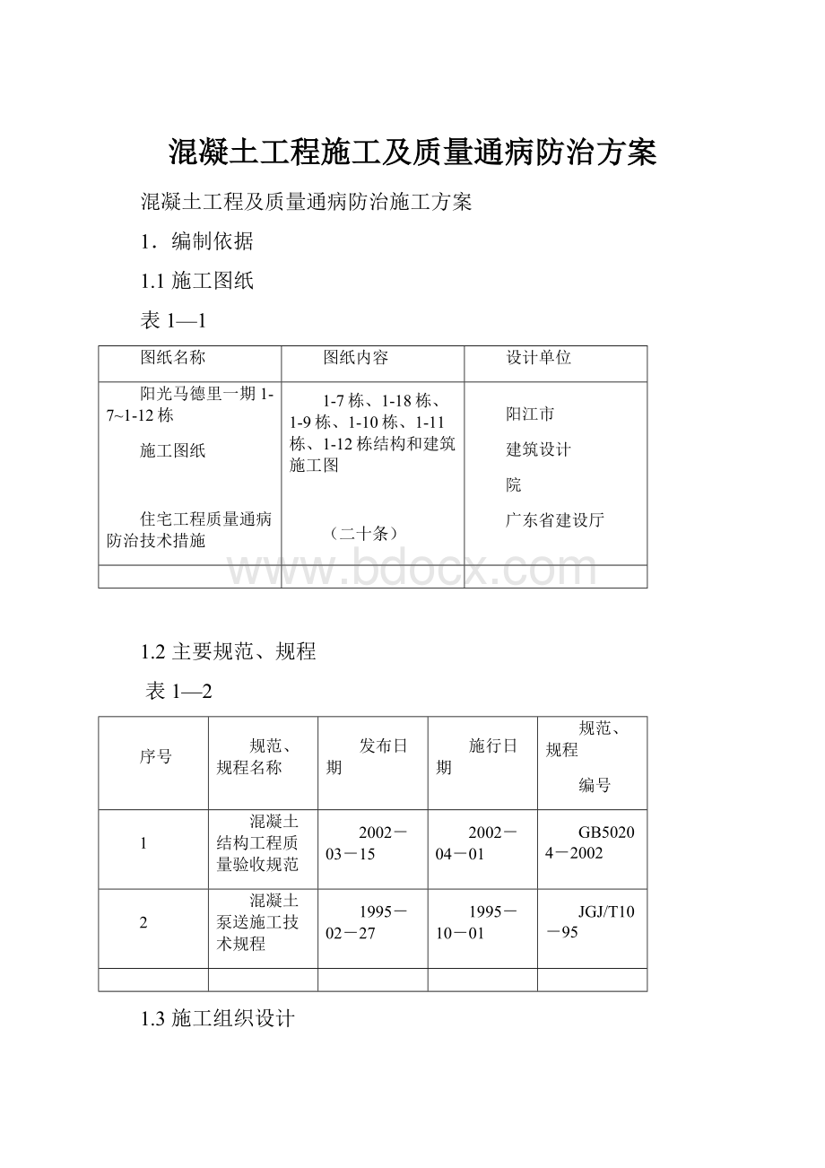 混凝土工程施工及质量通病防治方案.docx