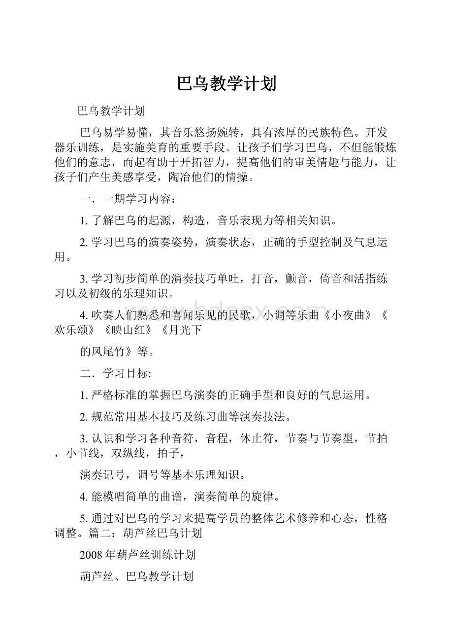 巴乌教学计划.docx