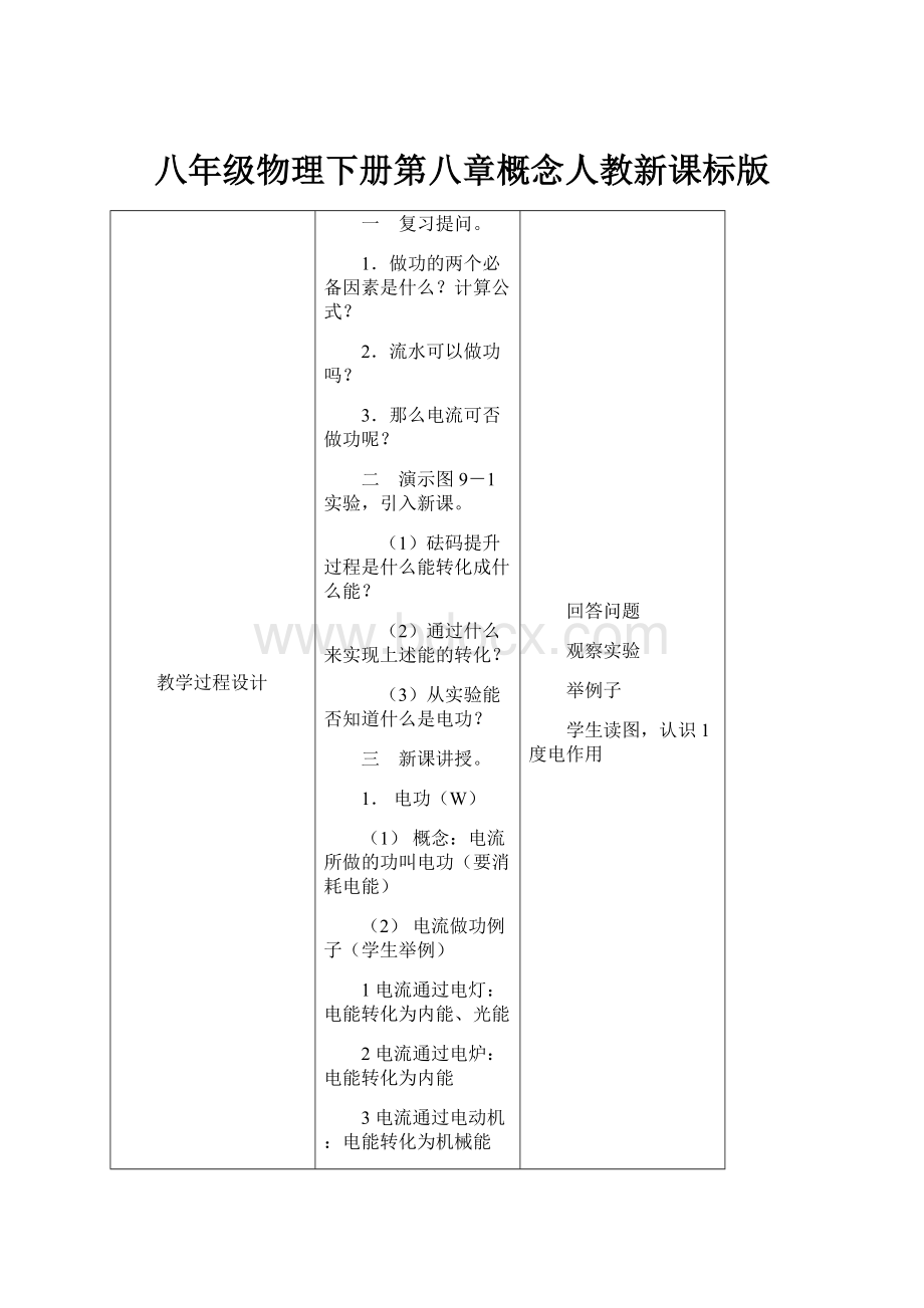 八年级物理下册第八章概念人教新课标版.docx_第1页