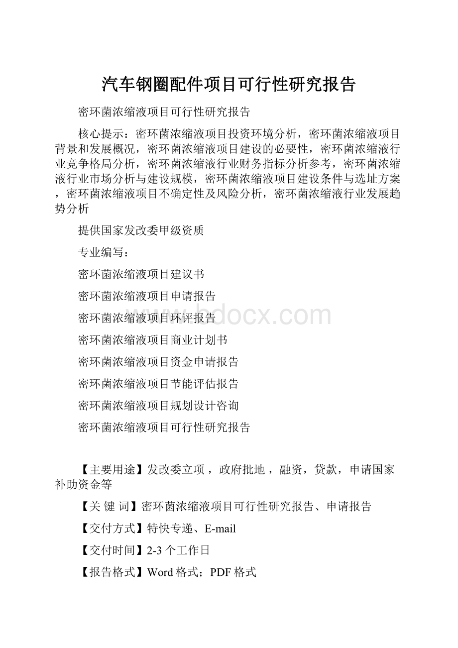 汽车钢圈配件项目可行性研究报告.docx