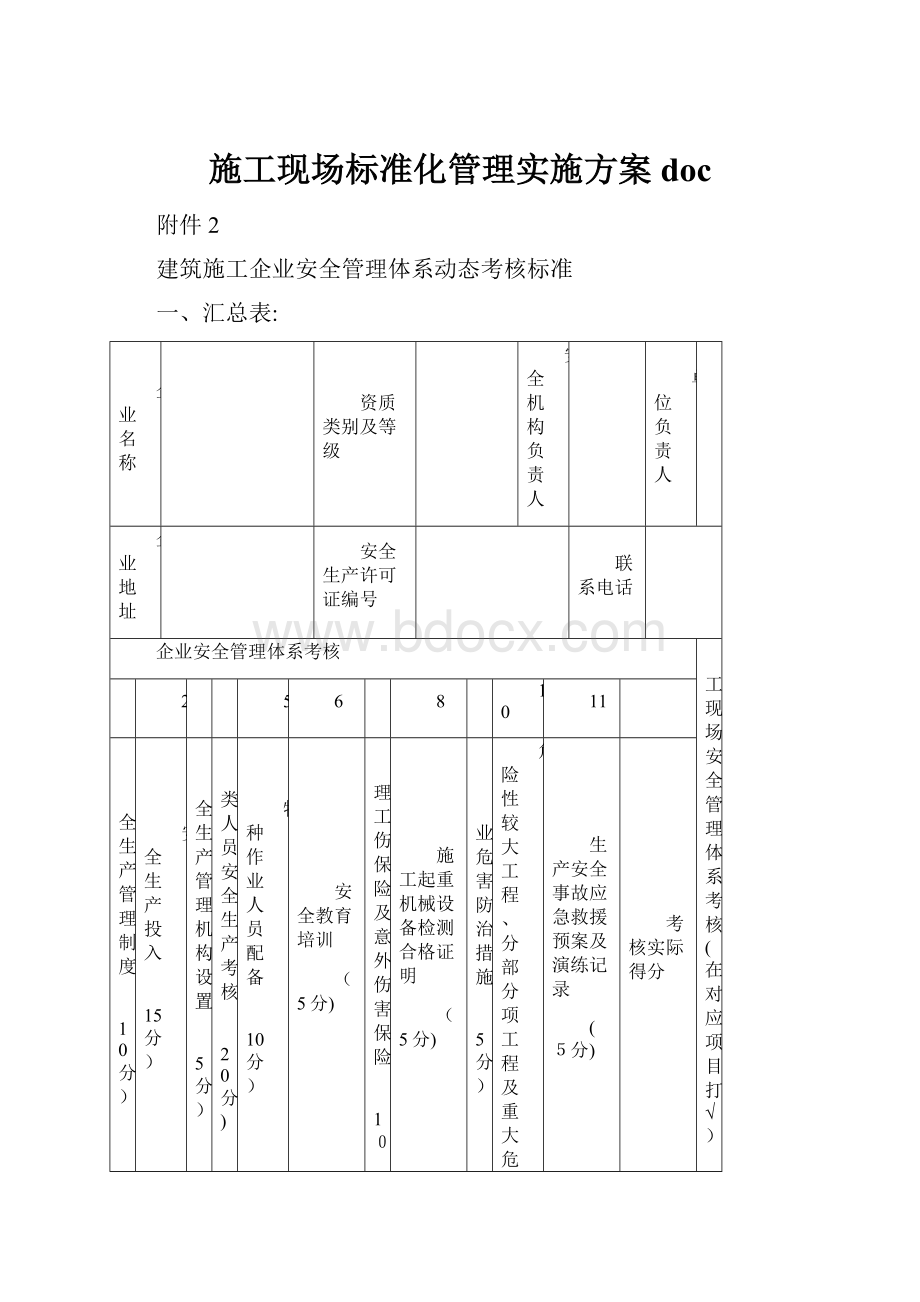 施工现场标准化管理实施方案doc.docx_第1页