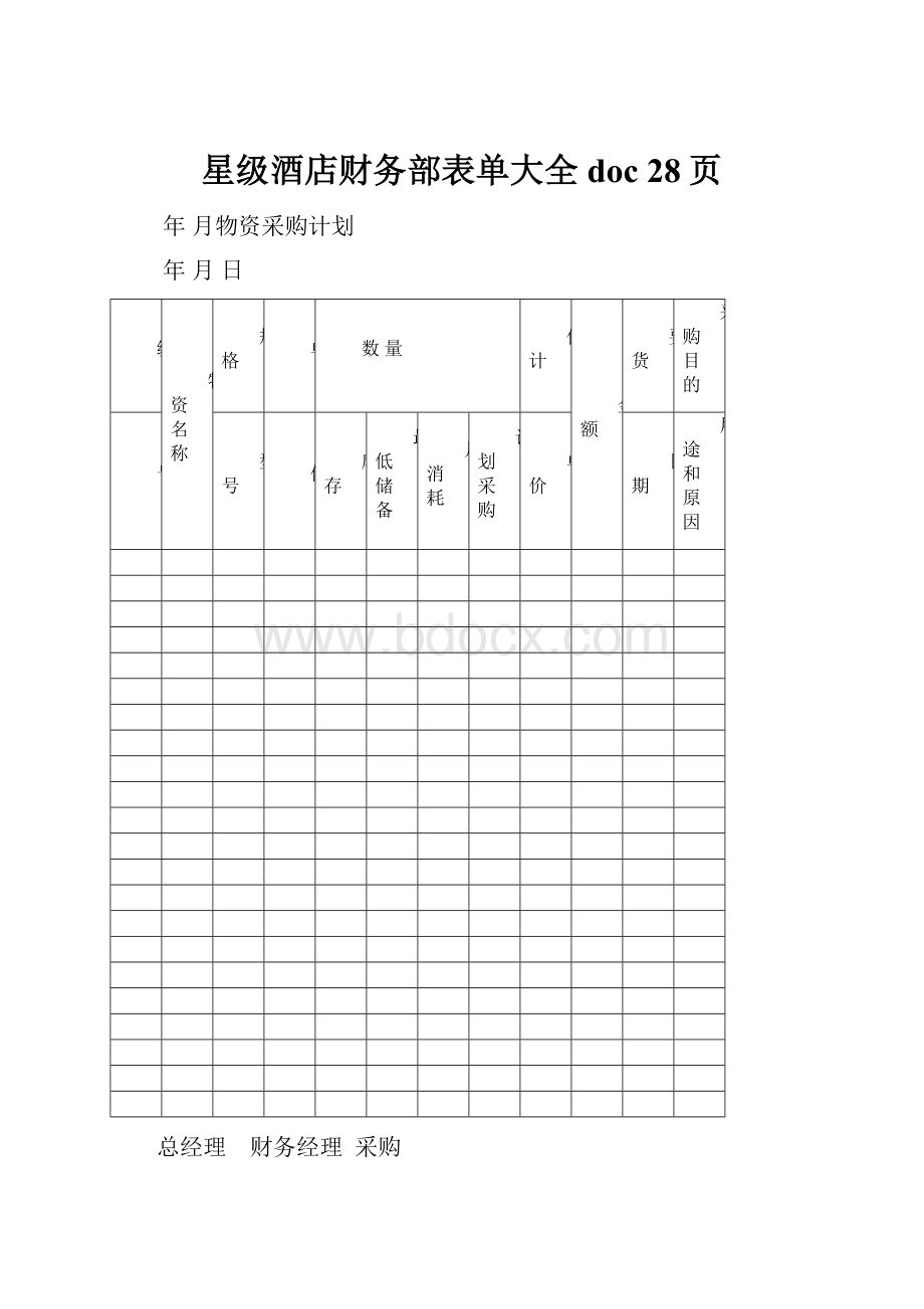 星级酒店财务部表单大全doc 28页.docx