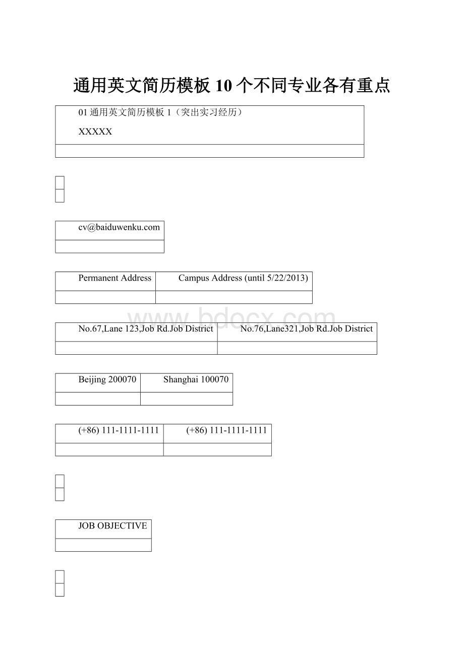 通用英文简历模板10个不同专业各有重点.docx_第1页