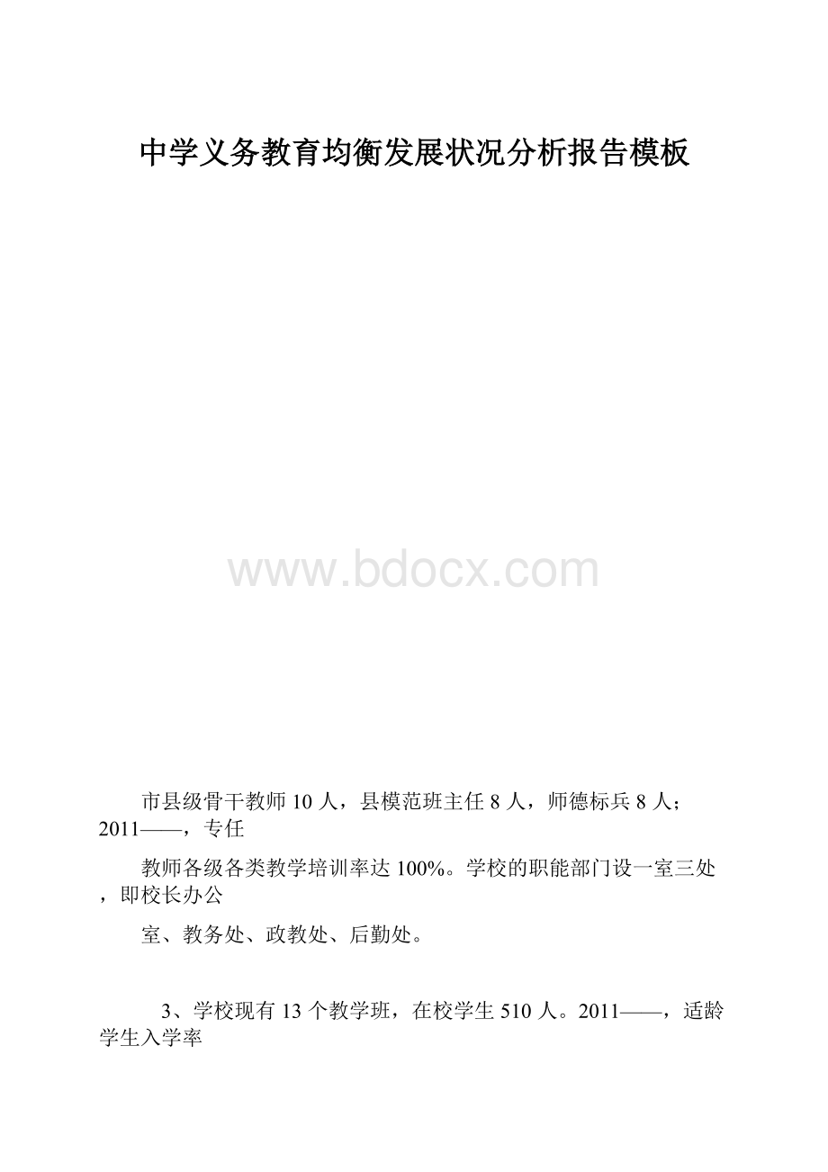 中学义务教育均衡发展状况分析报告模板.docx