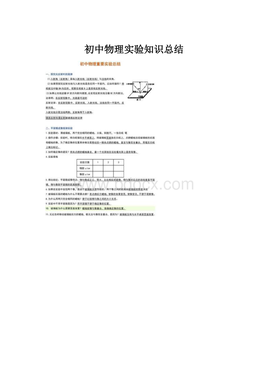 初中物理实验知识总结.docx_第1页