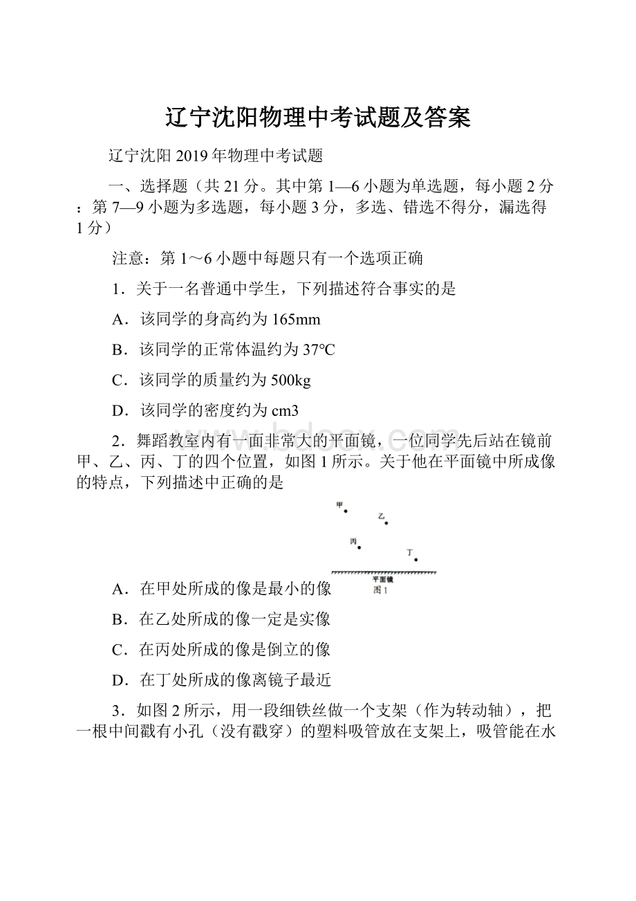 辽宁沈阳物理中考试题及答案.docx