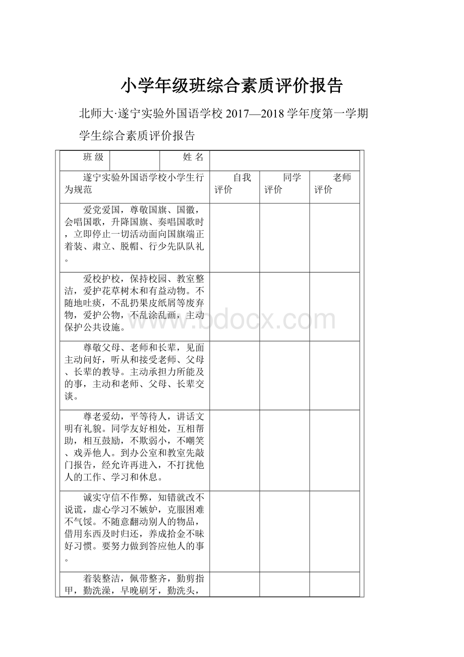 小学年级班综合素质评价报告.docx_第1页