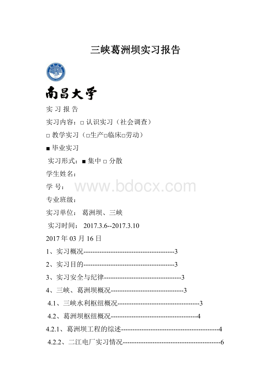 三峡葛洲坝实习报告.docx