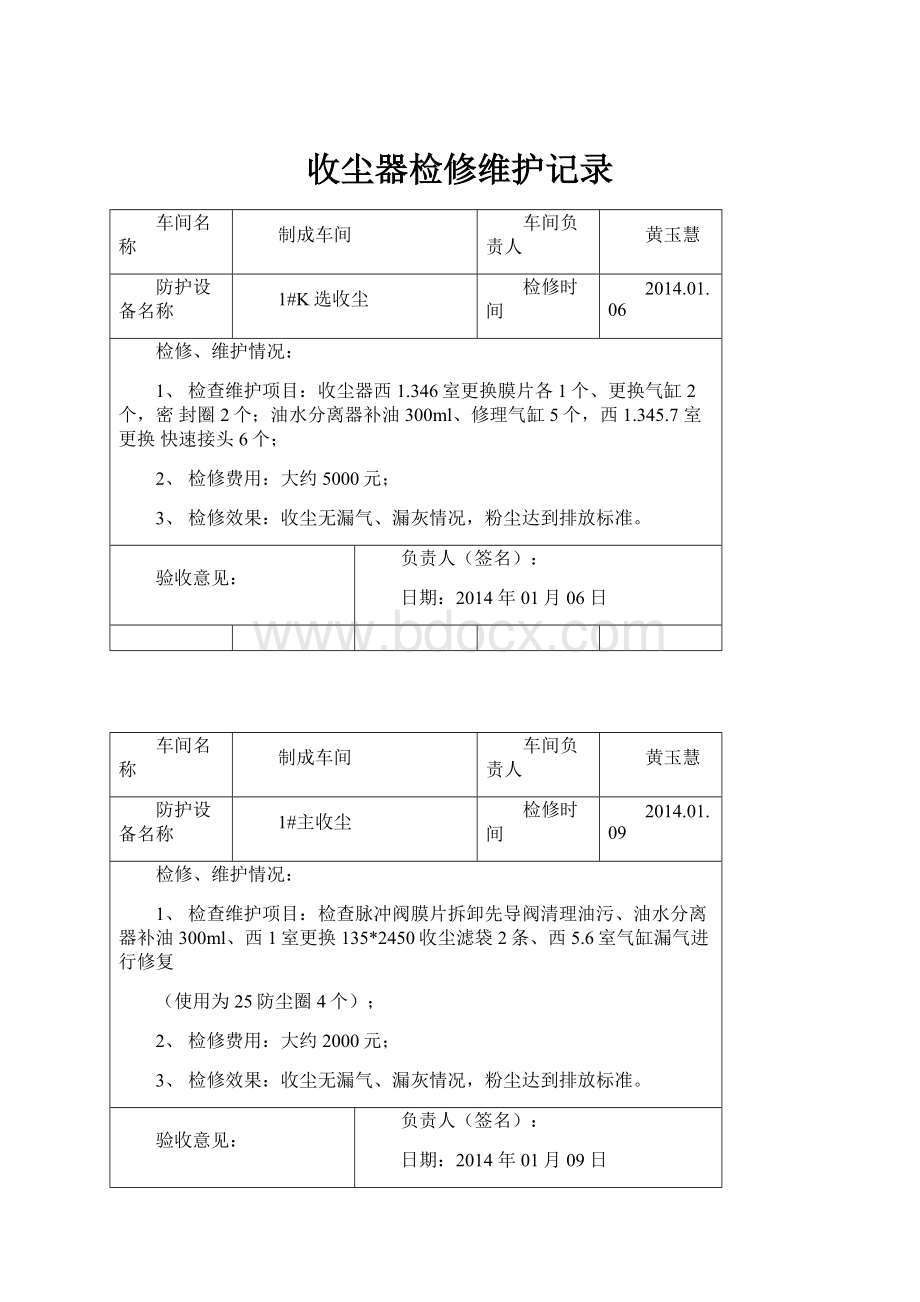 收尘器检修维护记录.docx_第1页