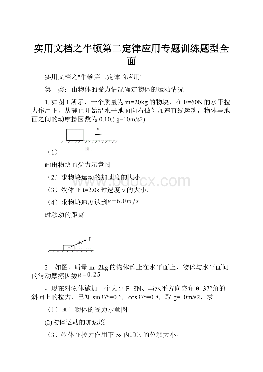 实用文档之牛顿第二定律应用专题训练题型全面.docx