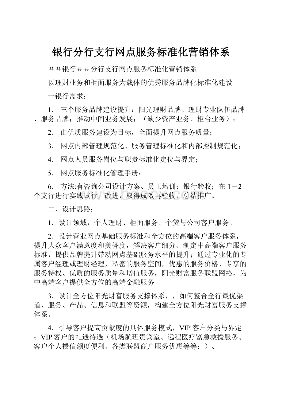 银行分行支行网点服务标准化营销体系.docx_第1页