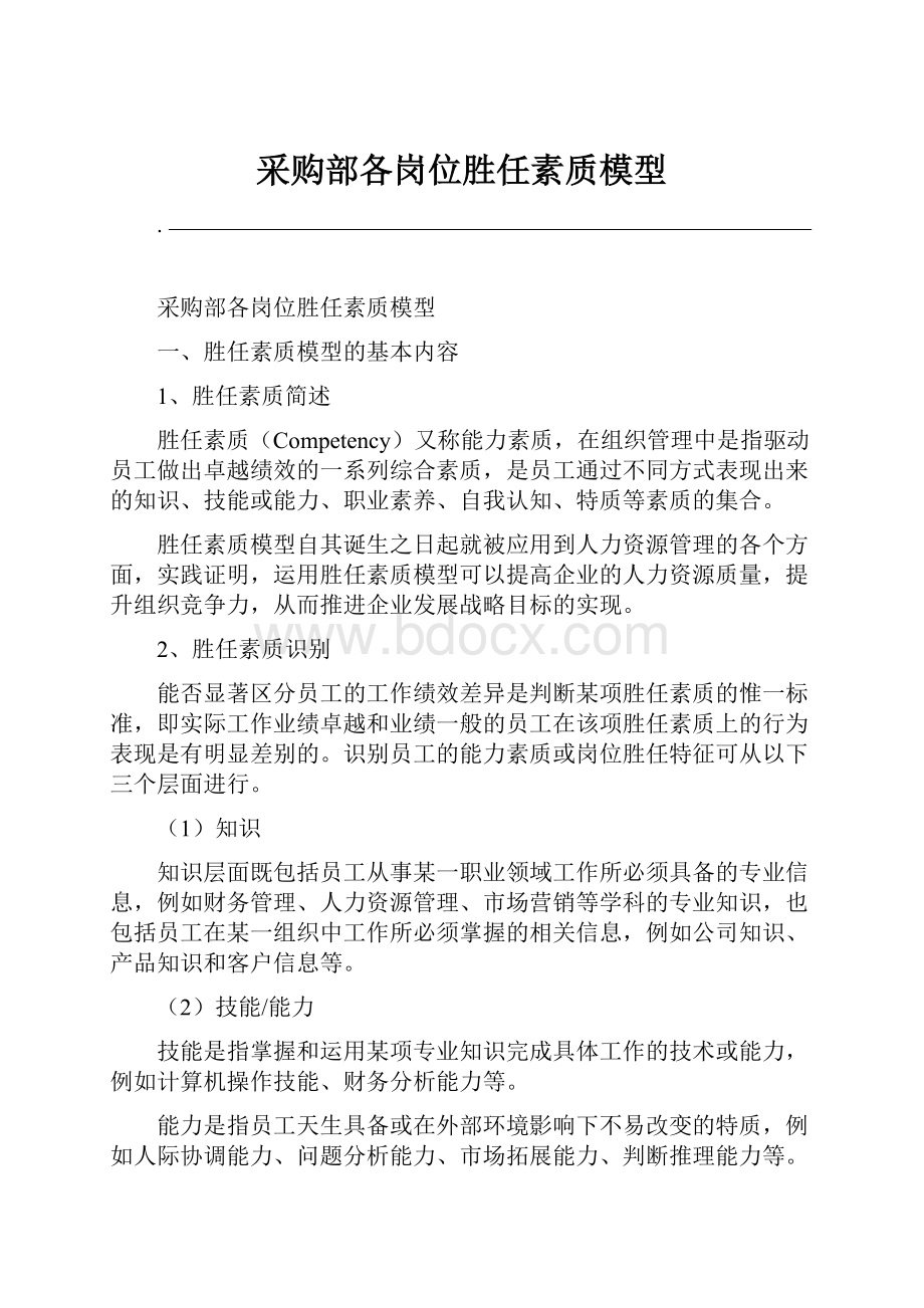 采购部各岗位胜任素质模型.docx