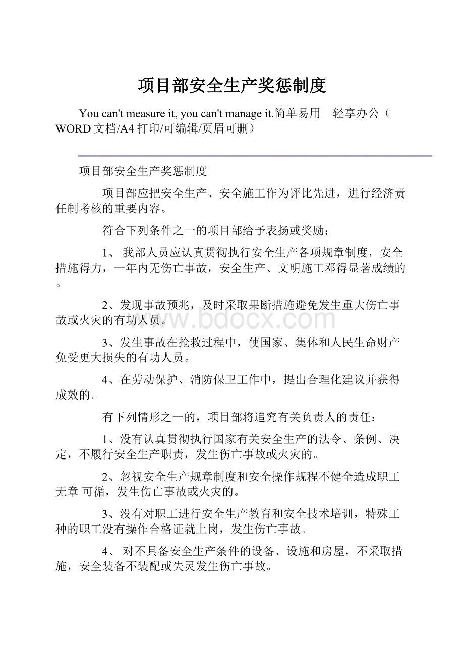 项目部安全生产奖惩制度.docx