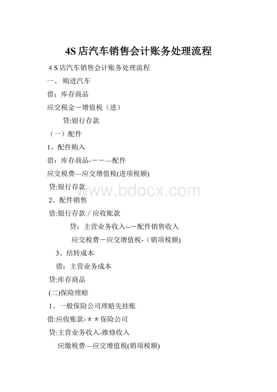 4S店汽车销售会计账务处理流程.docx