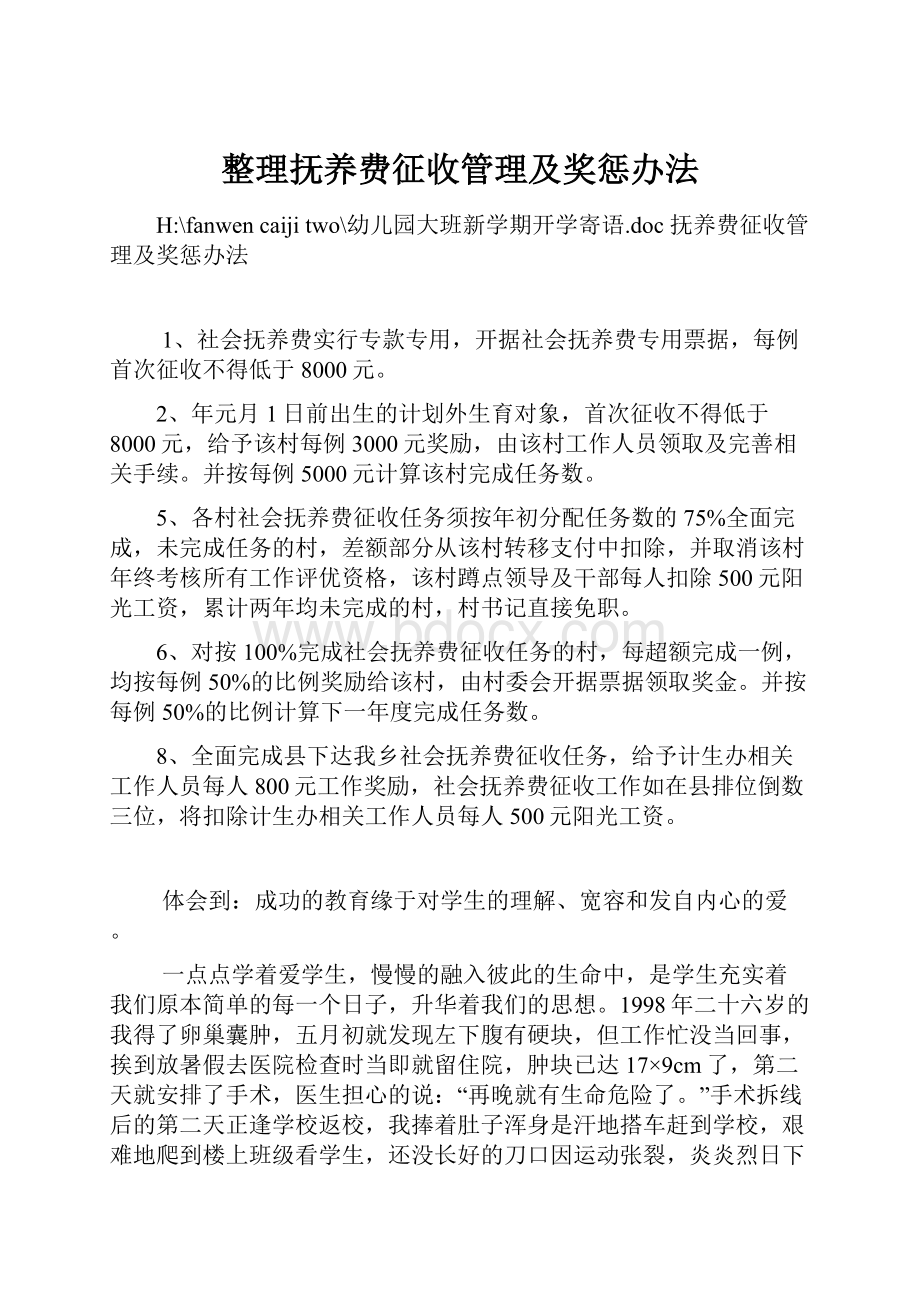 整理抚养费征收管理及奖惩办法.docx