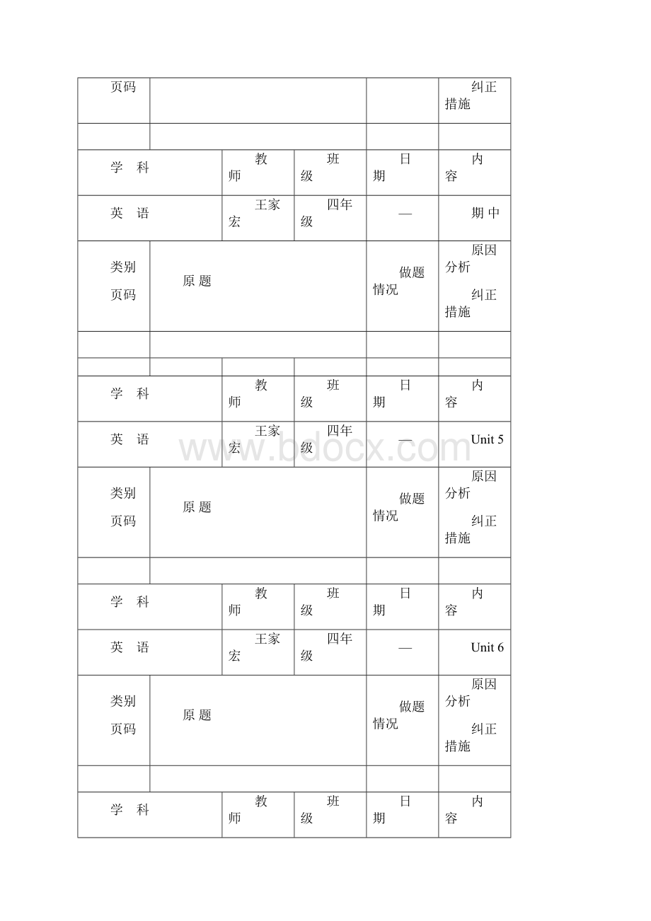 英语作业批改记录表单元为汇总A4.docx_第3页