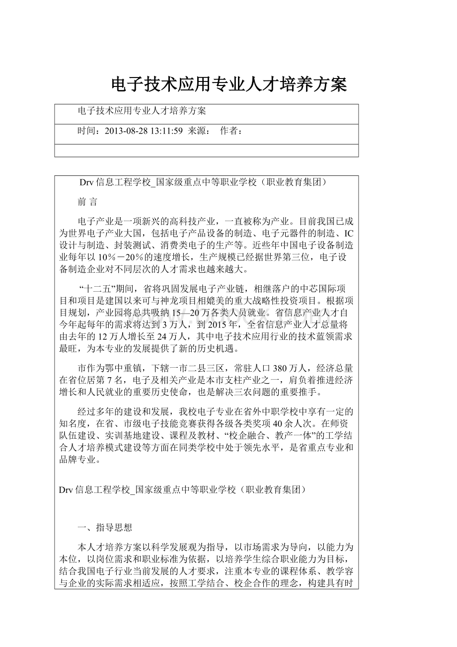 电子技术应用专业人才培养方案.docx