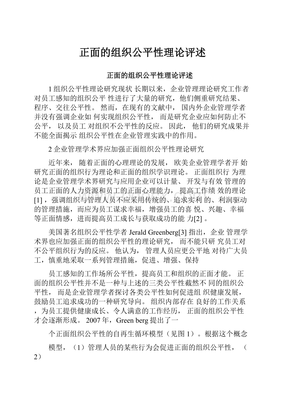 正面的组织公平性理论评述.docx_第1页