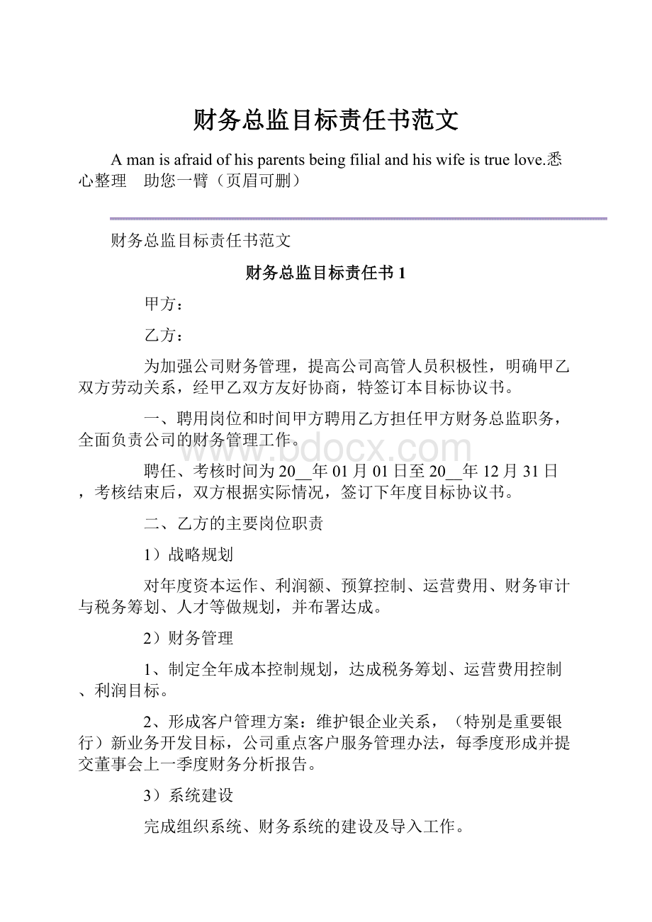 财务总监目标责任书范文.docx_第1页