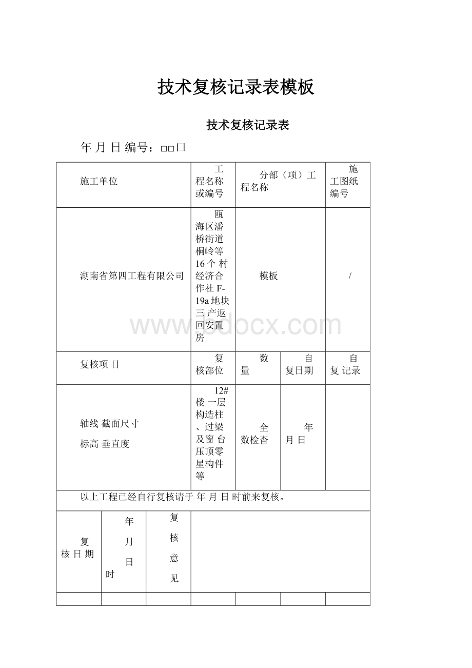 技术复核记录表模板.docx_第1页