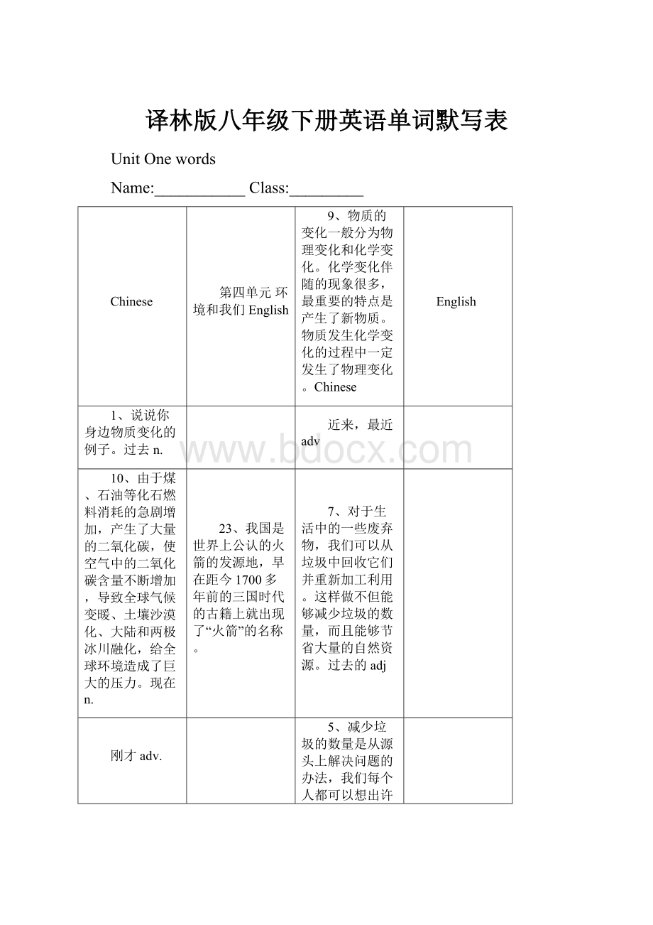 译林版八年级下册英语单词默写表.docx