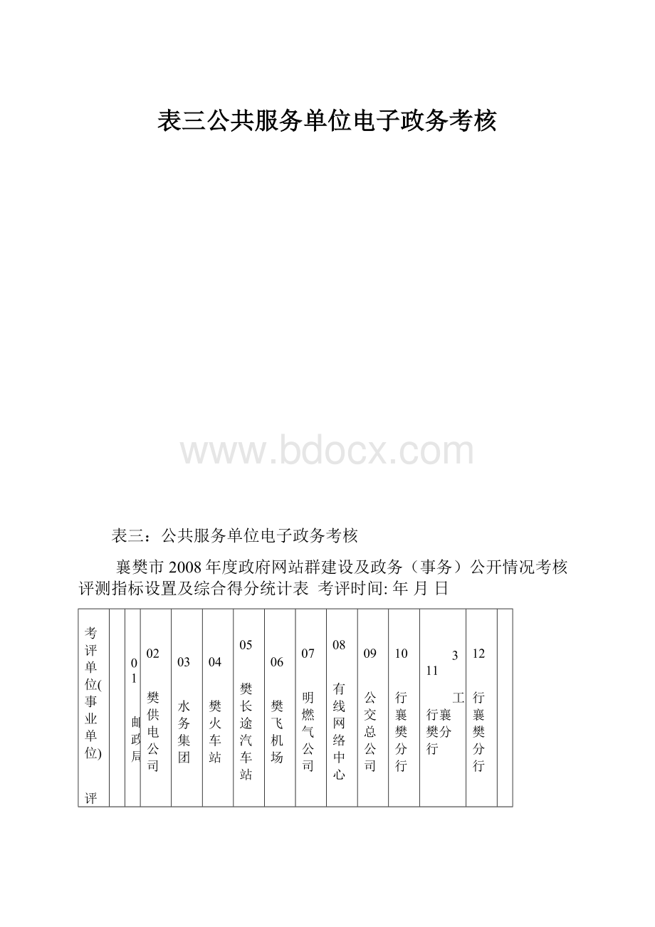 表三公共服务单位电子政务考核.docx_第1页