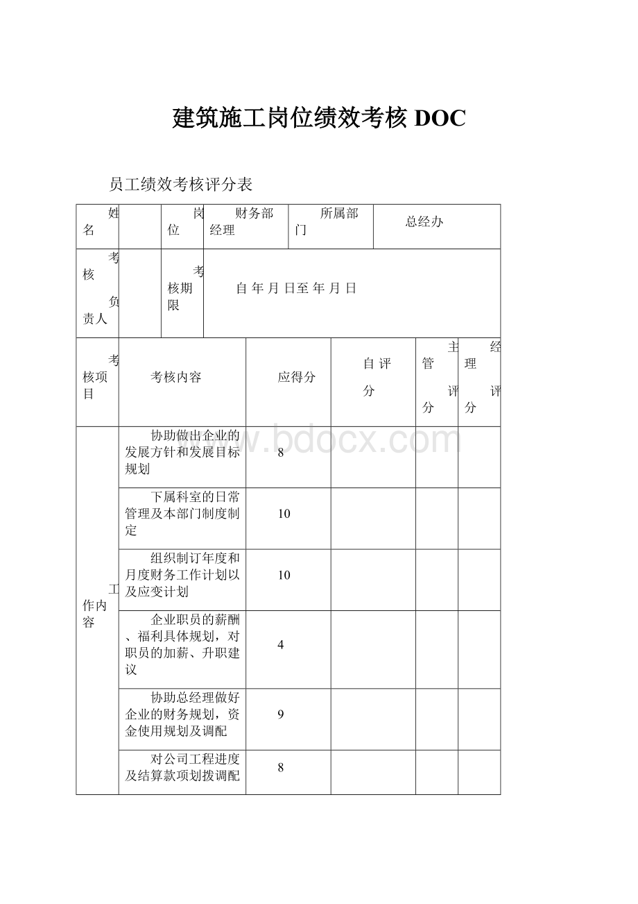 建筑施工岗位绩效考核DOC.docx