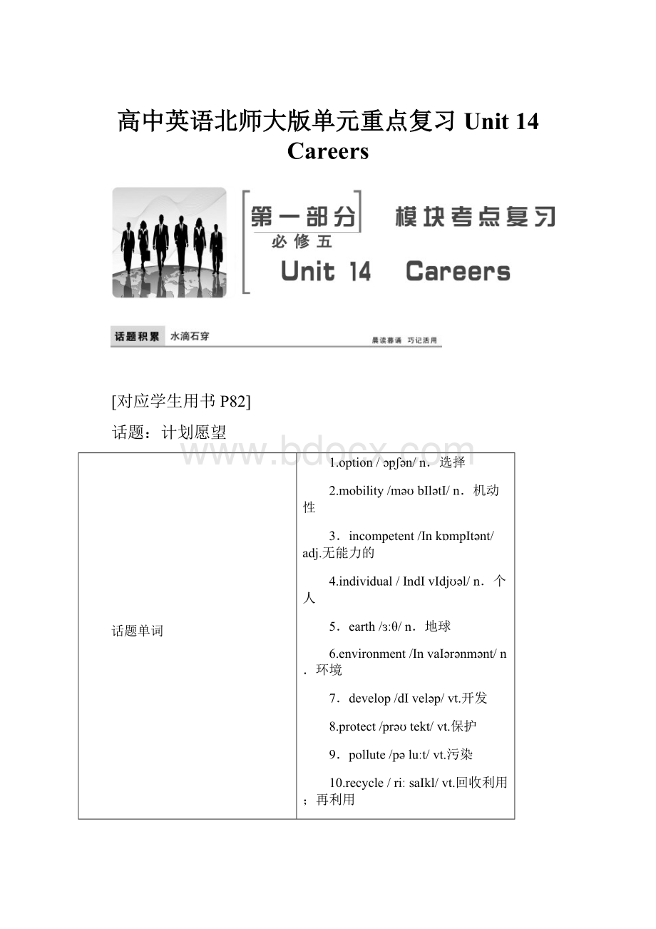 高中英语北师大版单元重点复习Unit 14 Careers.docx_第1页