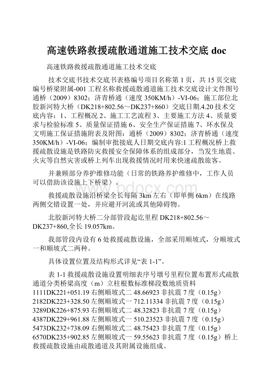 高速铁路救援疏散通道施工技术交底doc.docx