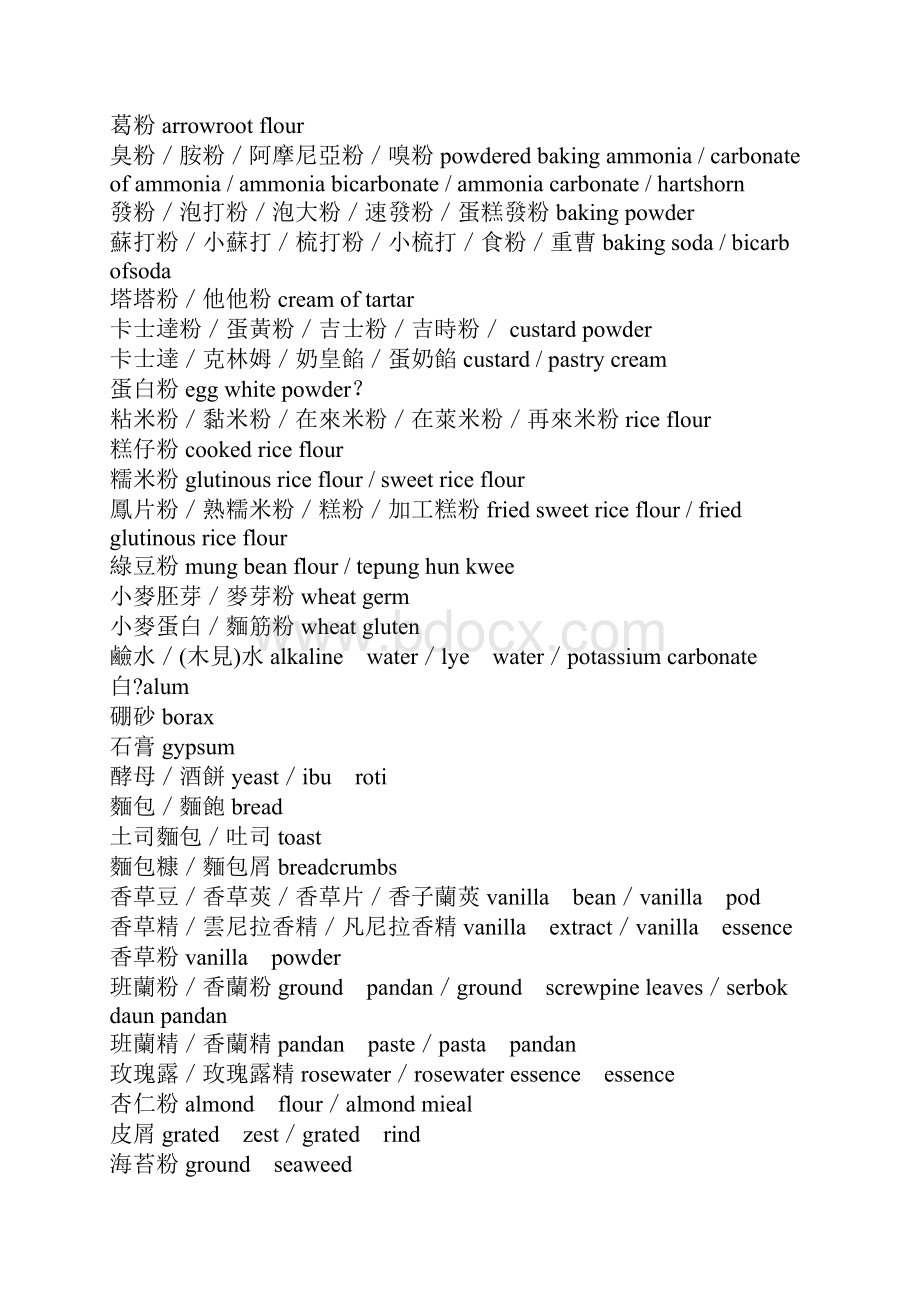 常用 食物调料中英文对照.docx_第3页