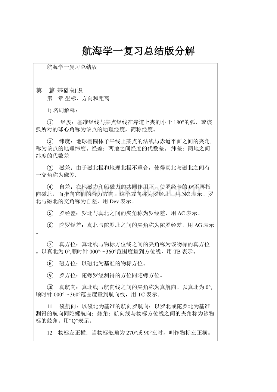 航海学一复习总结版分解.docx