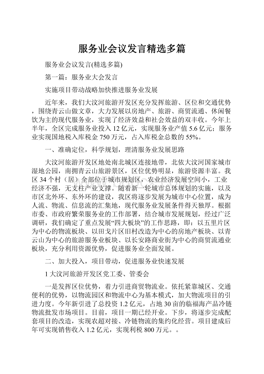 服务业会议发言精选多篇.docx