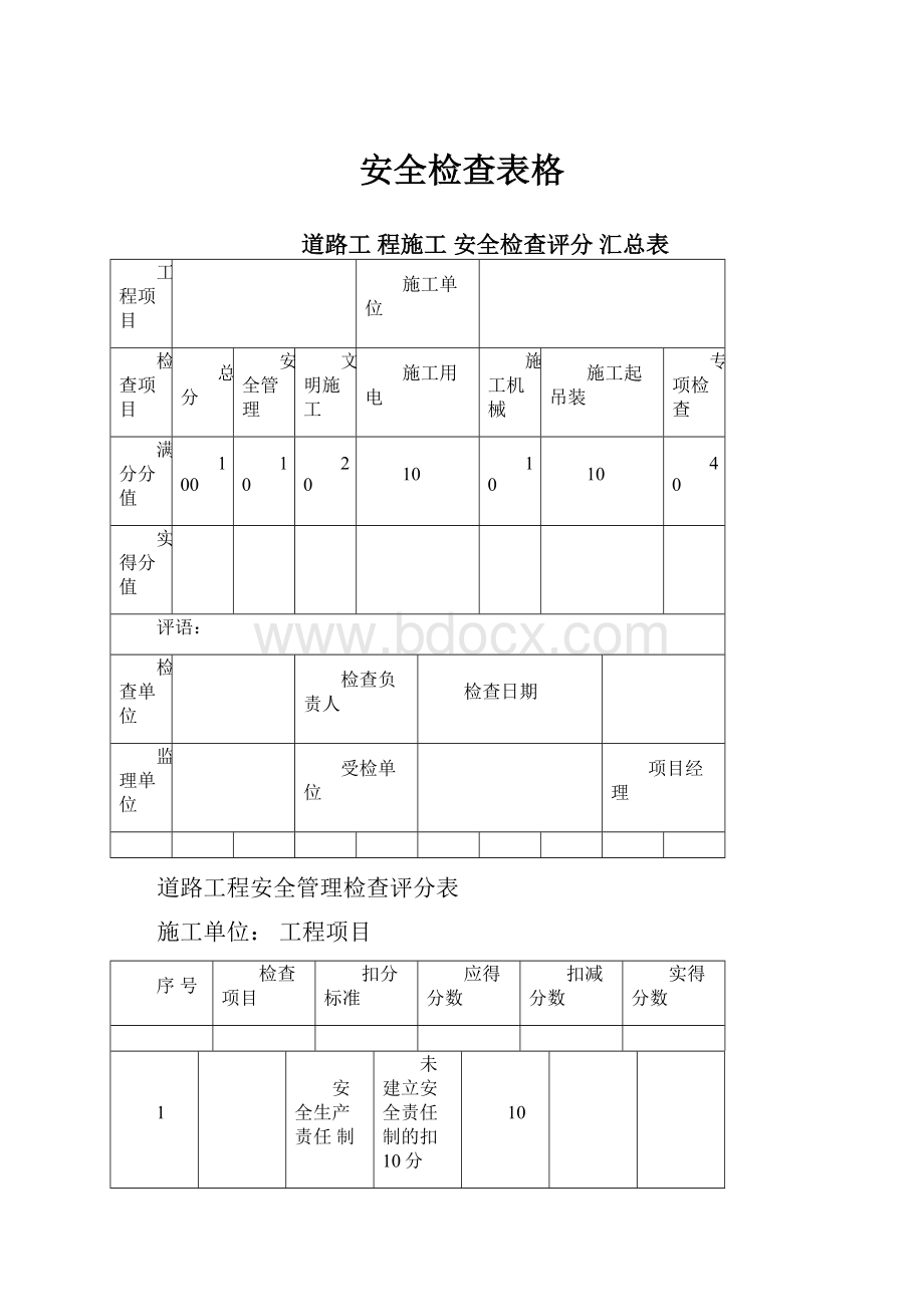 安全检查表格.docx_第1页