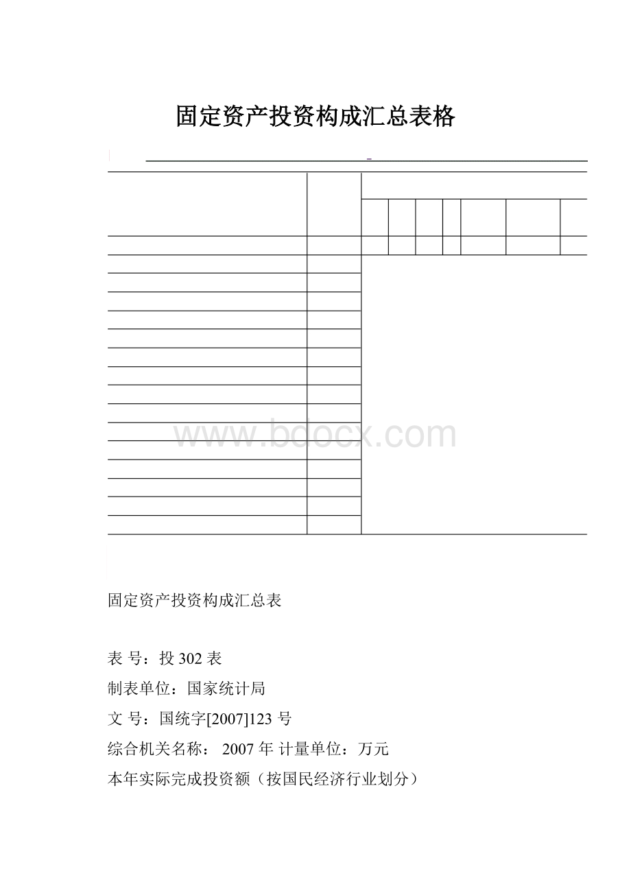 固定资产投资构成汇总表格.docx_第1页