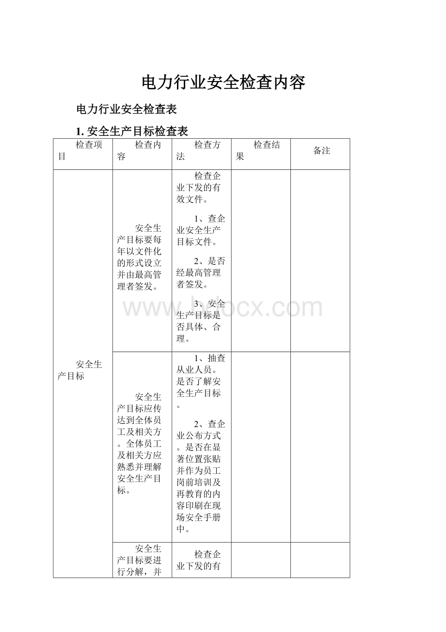 电力行业安全检查内容.docx_第1页