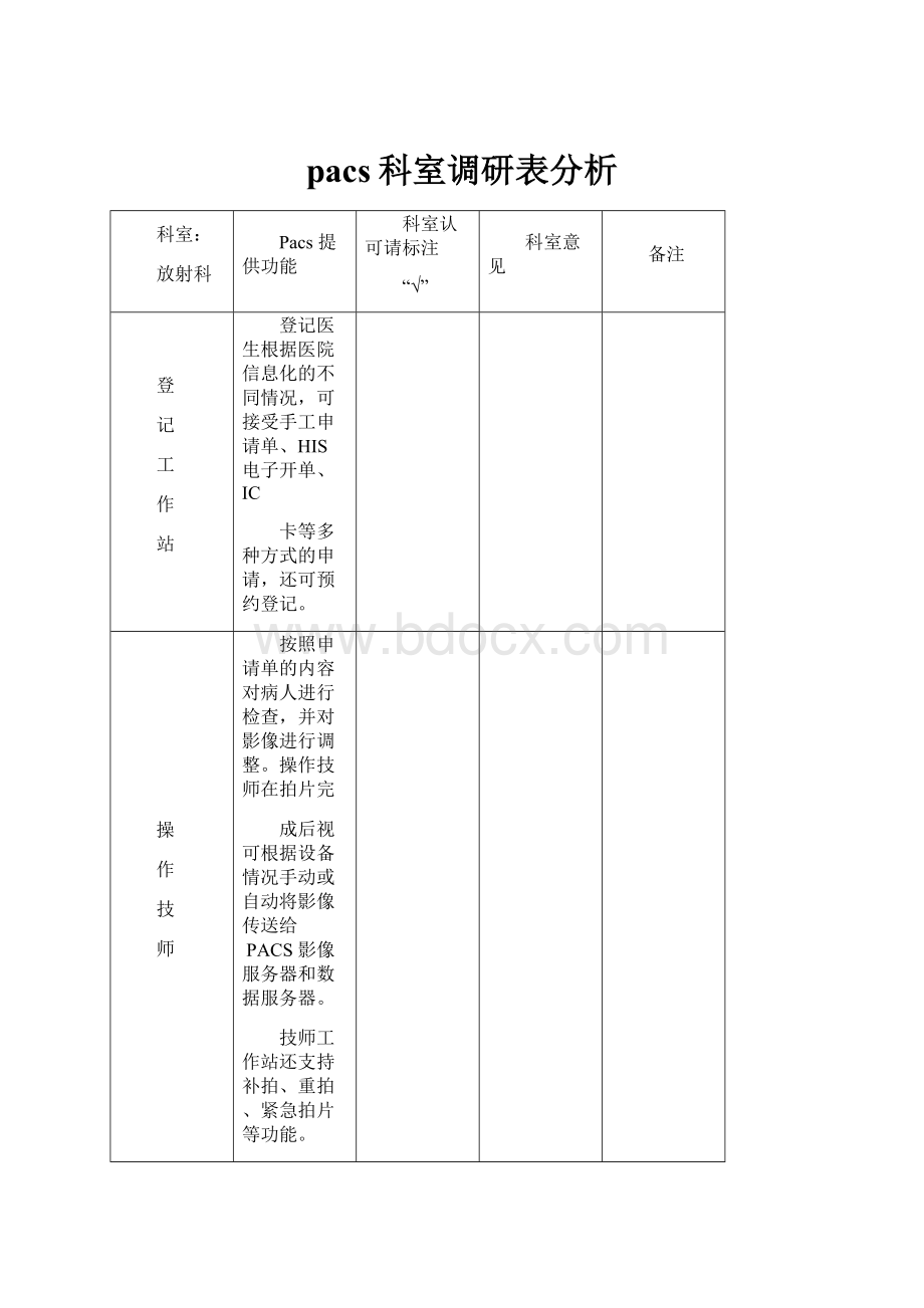 pacs科室调研表分析.docx_第1页