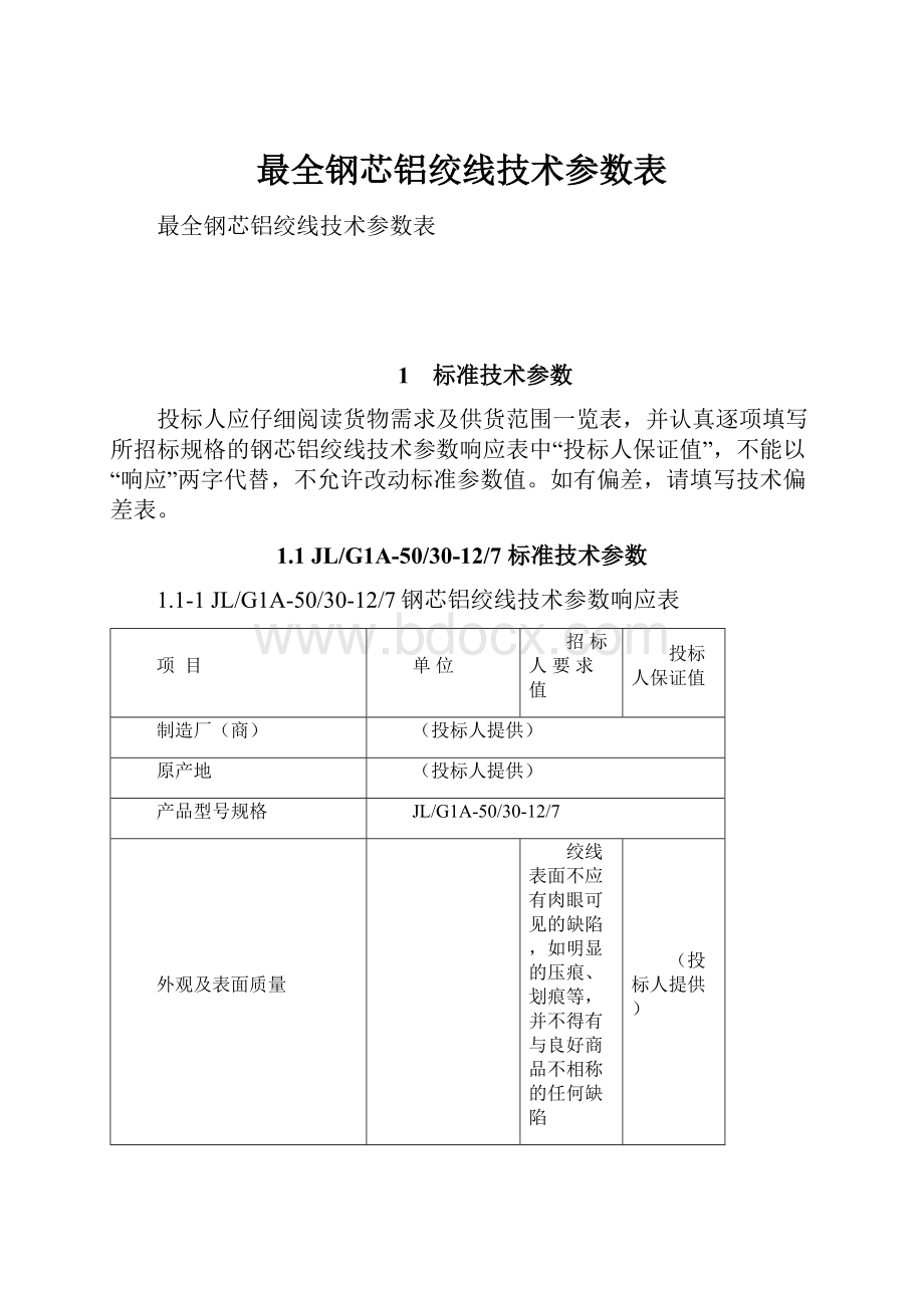 最全钢芯铝绞线技术参数表.docx