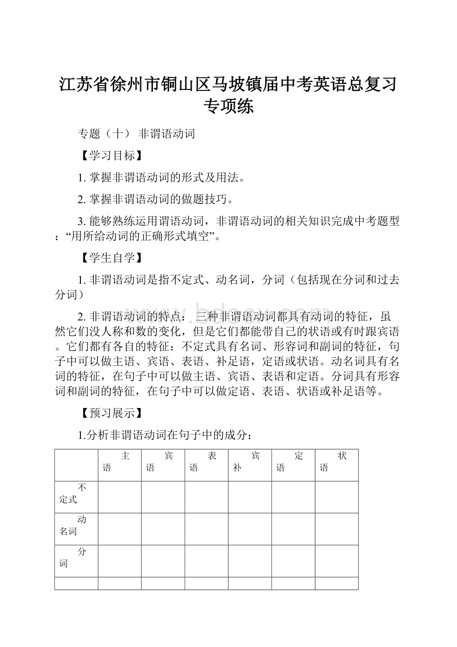 江苏省徐州市铜山区马坡镇届中考英语总复习专项练.docx_第1页