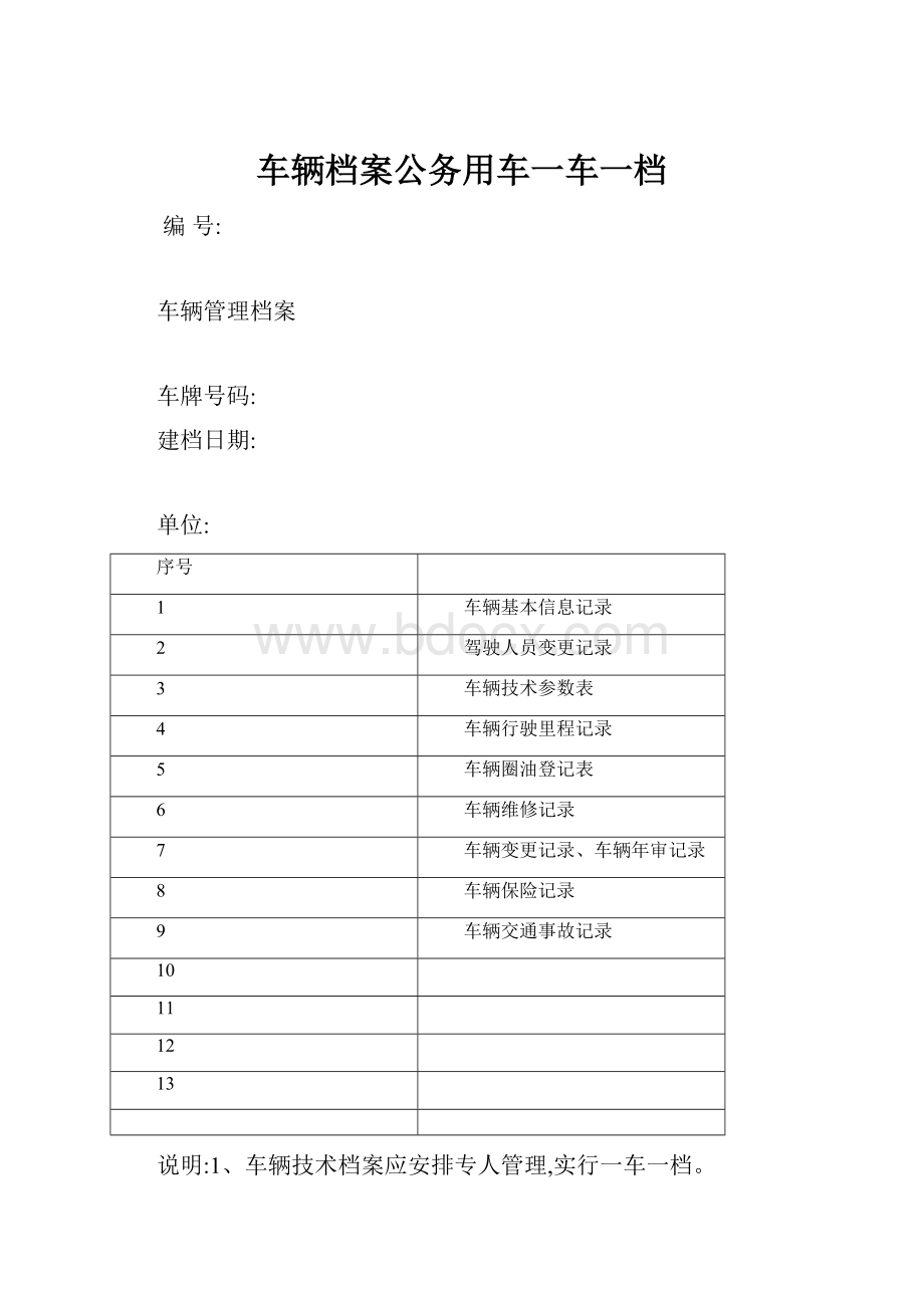 车辆档案公务用车一车一档.docx