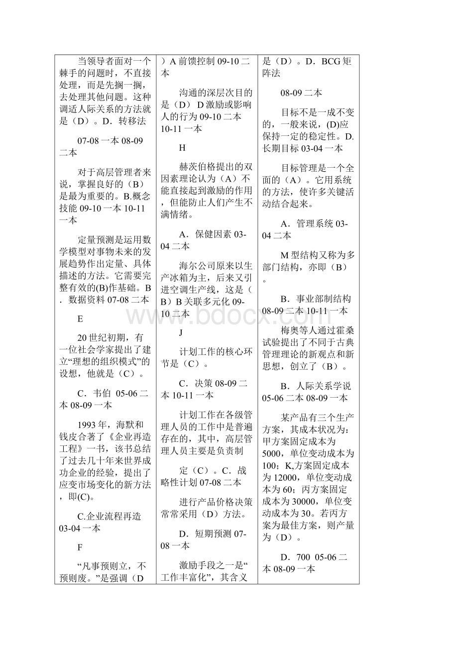 历届试题电大专科《管理学基础》知识点复习考点归纳总结.docx_第2页