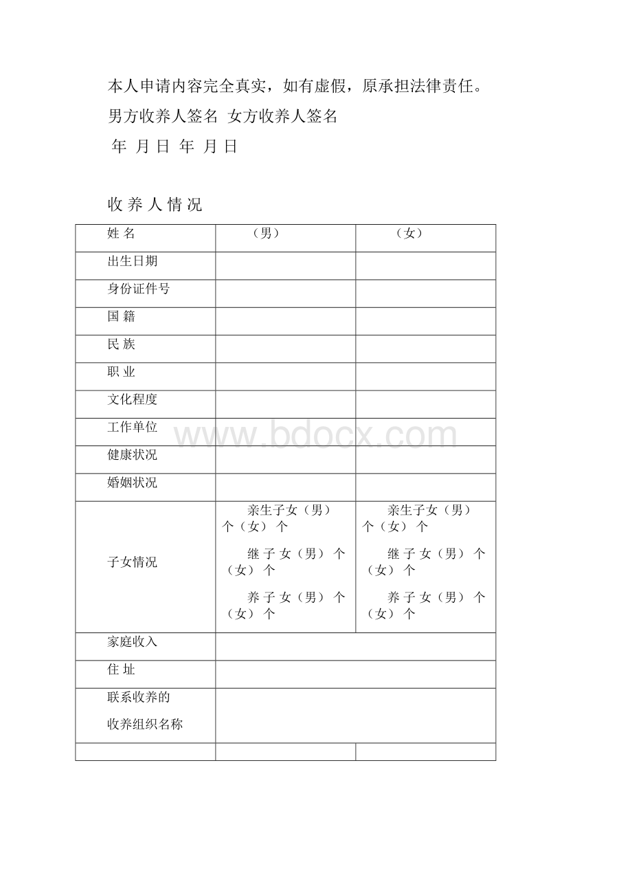 整理精品收养登记申请书.docx_第2页