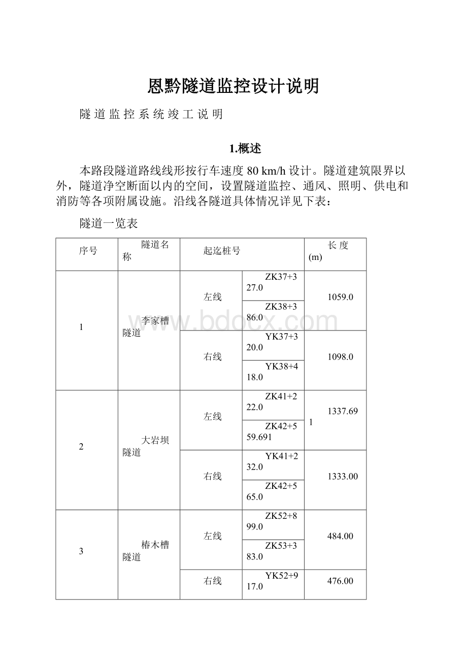 恩黔隧道监控设计说明.docx