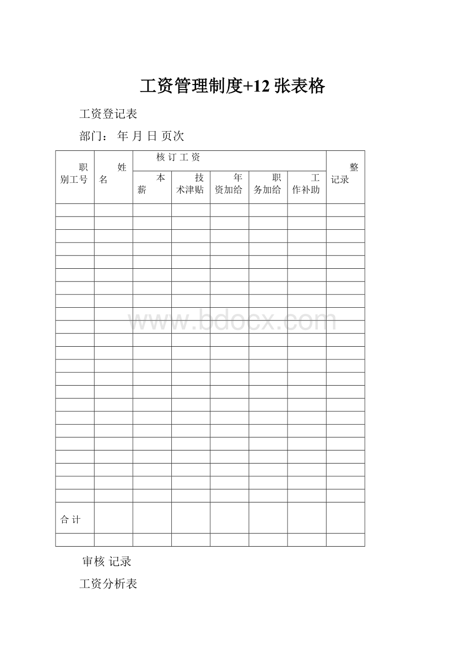 工资管理制度+12张表格.docx