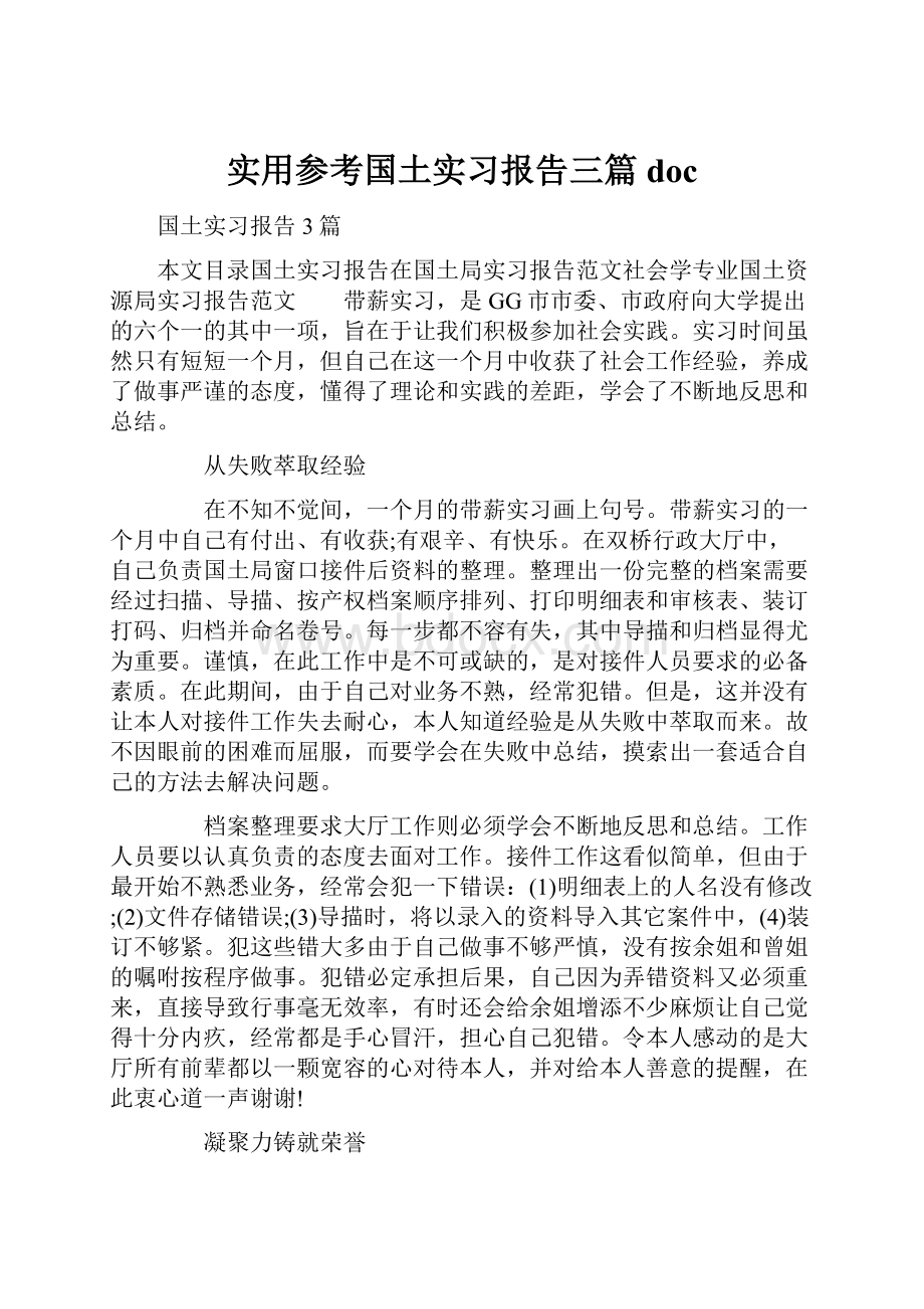 实用参考国土实习报告三篇doc.docx