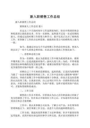 新入职销售工作总结.docx