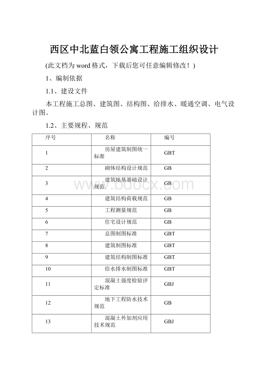 西区中北蓝白领公寓工程施工组织设计.docx