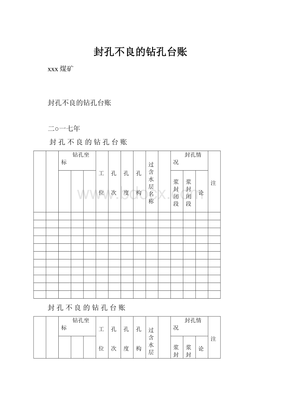 封孔不良的钻孔台账.docx